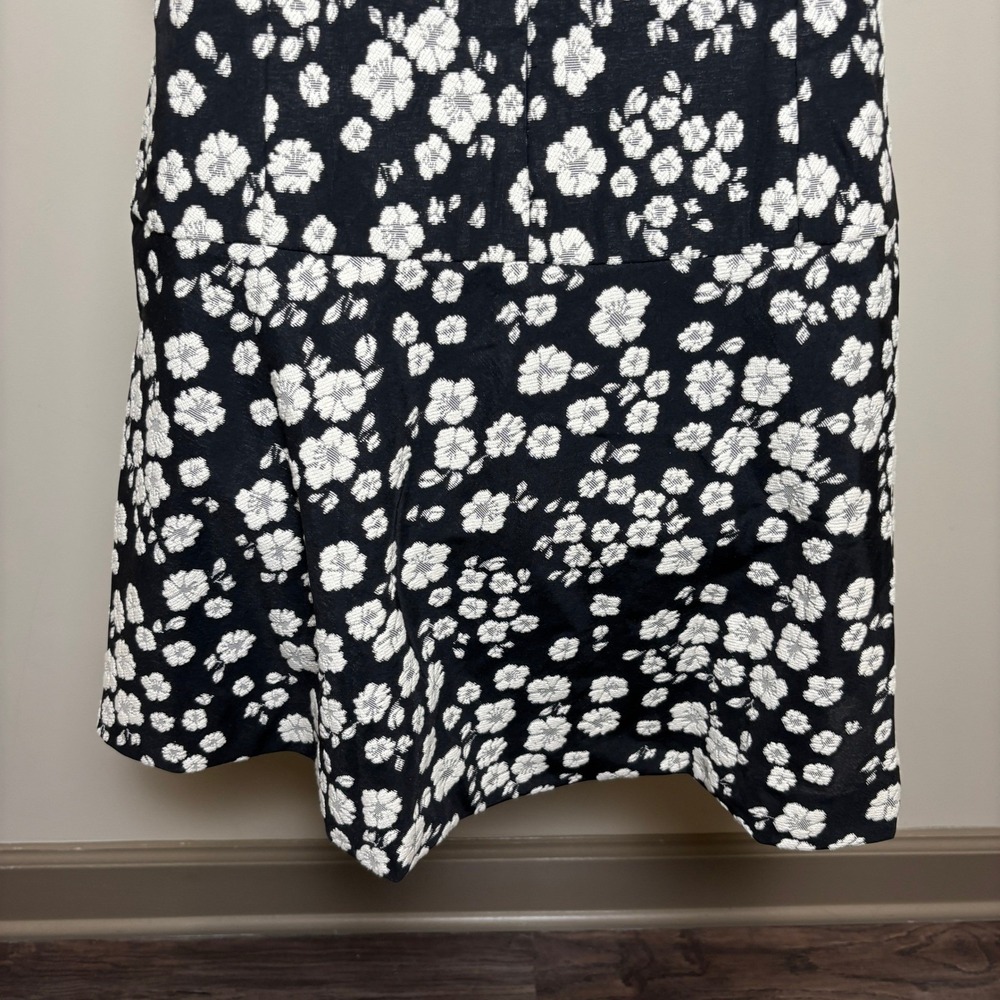 Club Monaco Black White Floral Jacquard Fit & Flare Vneck Mini Dress Womens‎ 6 - Picture 7 of 9